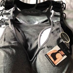 Pack of 3 sports bras. Gray, white and black